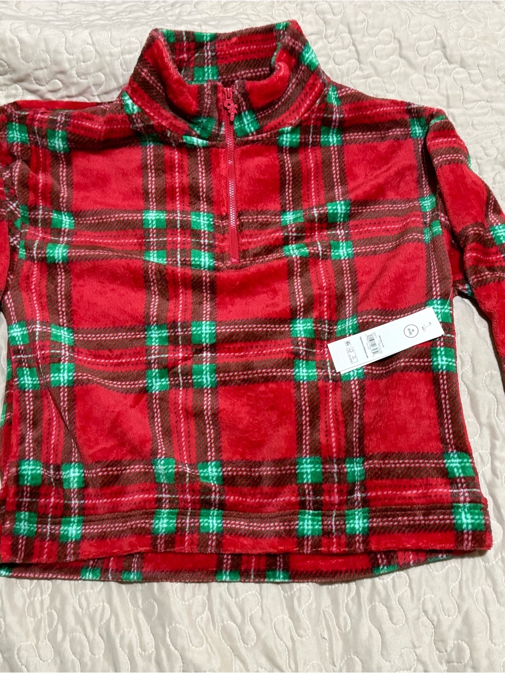No Boundaries Red Plaid Half-Zip Fleece Pullover